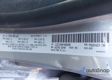 2015 Chrysler 200 Limited from USA, damaged, VIN 1C3CCCAB0FN695585